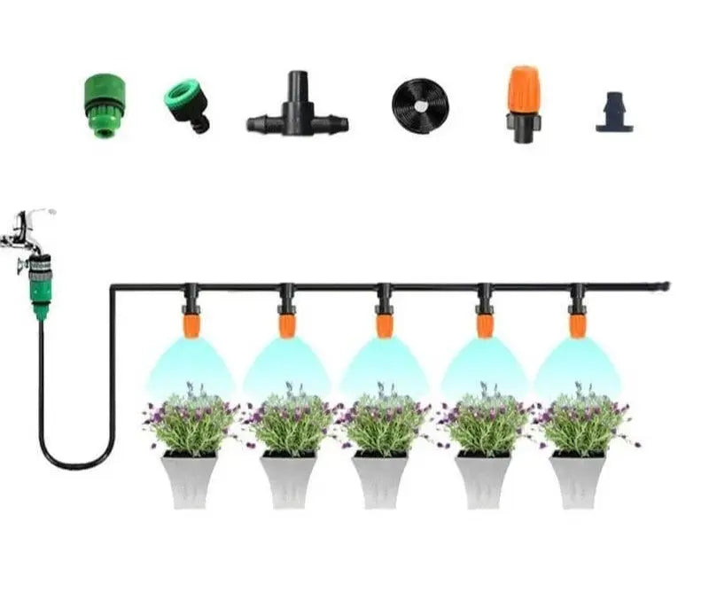 Irrigation Setup | Automatic Fine Mist Sprinkler | Adjustable Hose Guide | AquaMisto