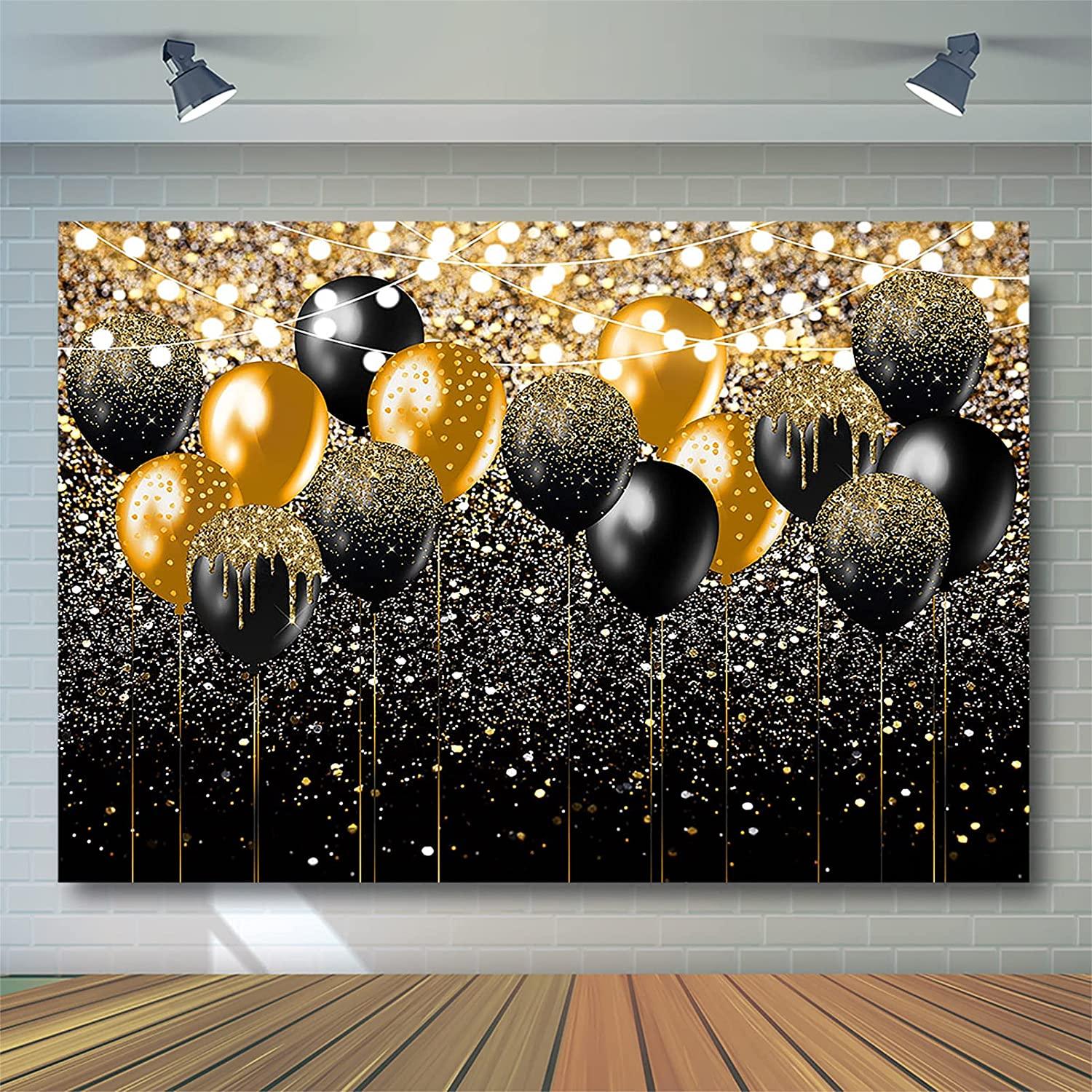 Black and Gold Glitter Backdrop for Birthday Wedding Prom Graduation Photography Background - If you say i do