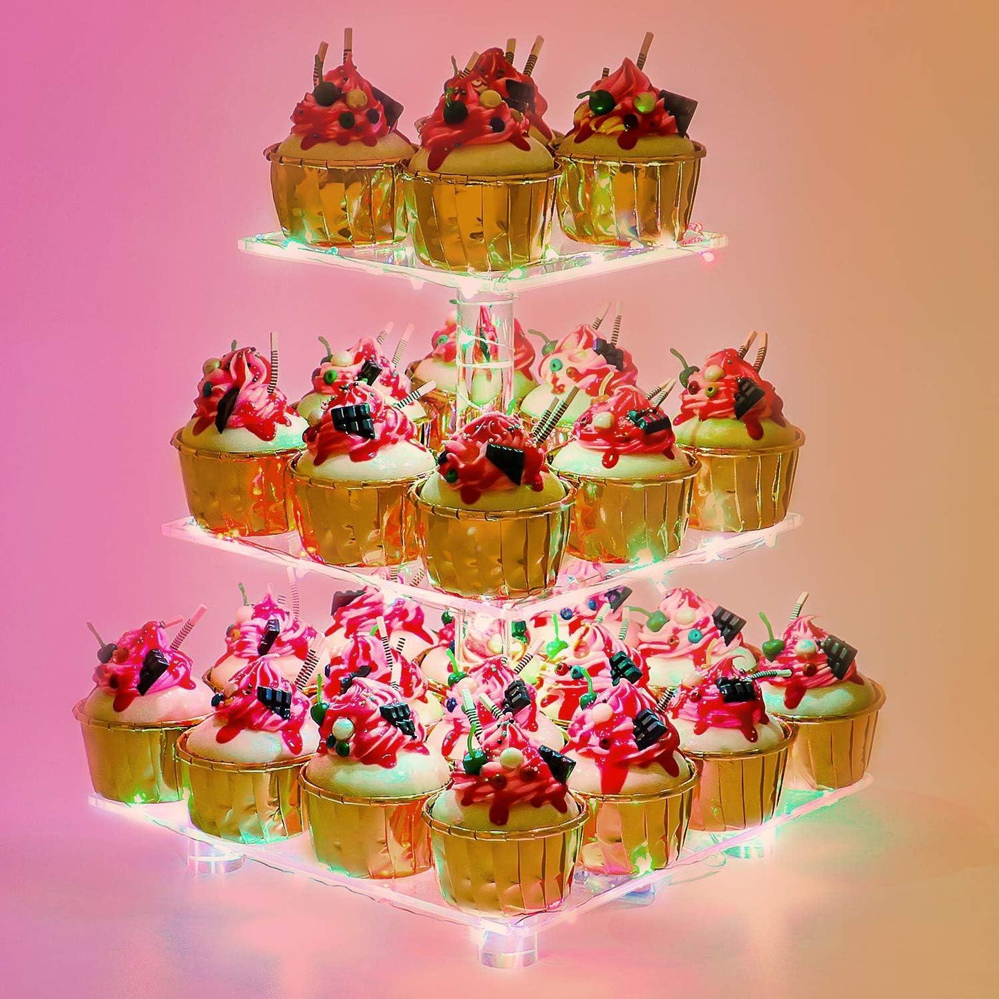 LED Cupcake Stand / Elegant Acrylic Display Tower for Birthdays, Weddings & Events - Lasercutwraps Shop