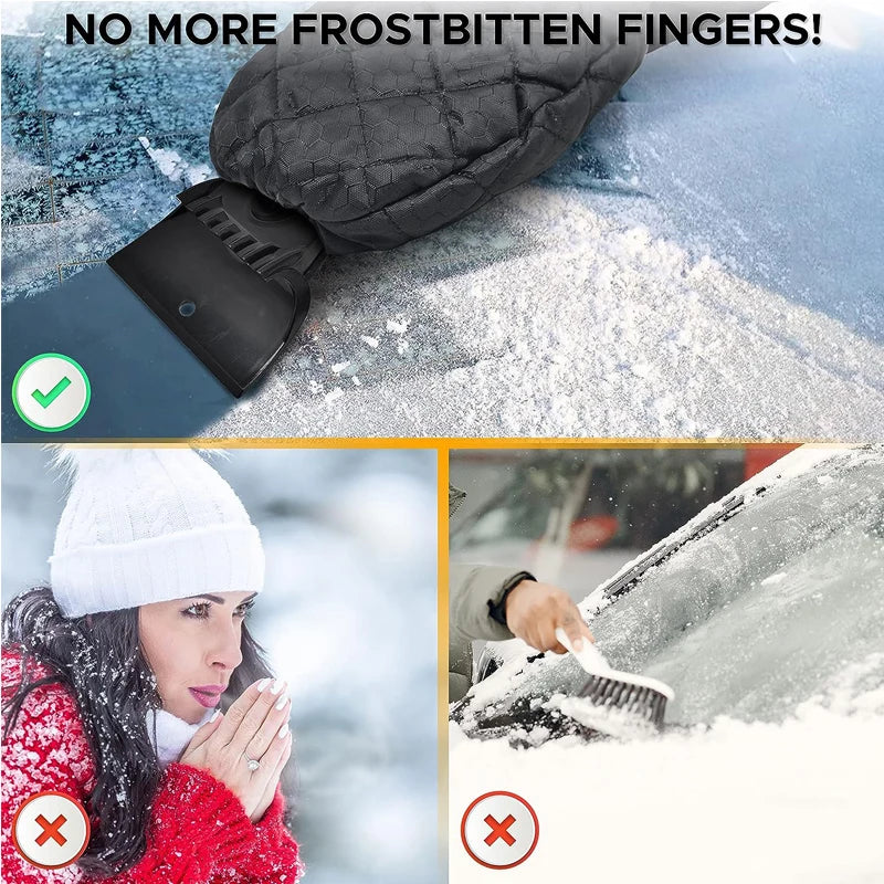 Ice Scraper with Built-in Fleece Glove – Winter Warmth, Scratch-Free Use