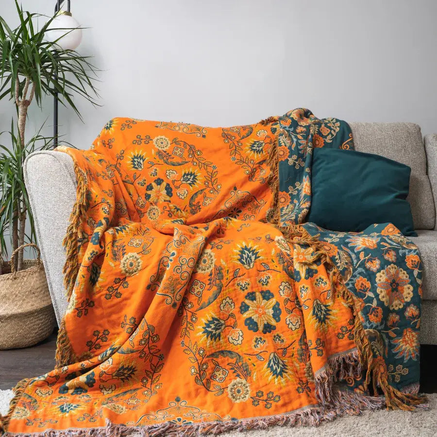 Vintage Throw Blanket Flower Sofa Cover