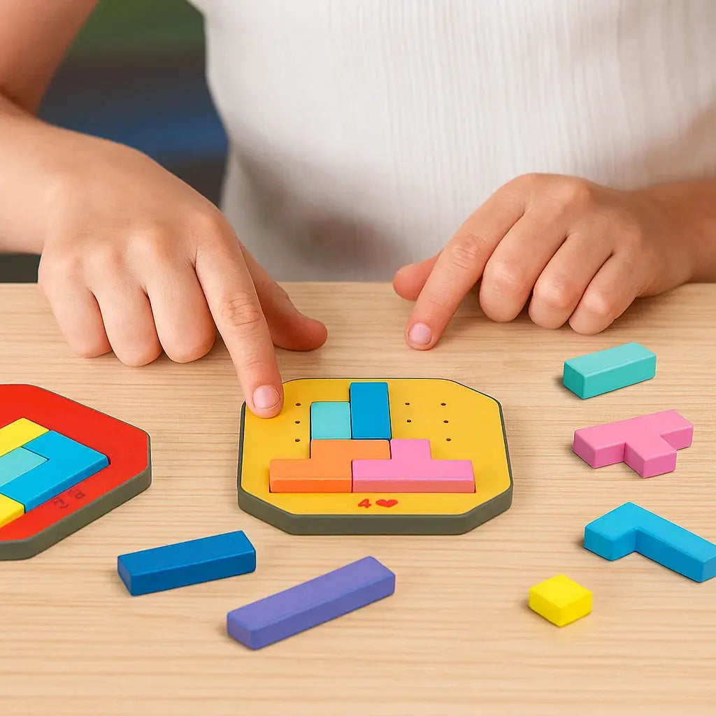 Logic Puzzle Game Board with Shape Pieces for Kids & Adults