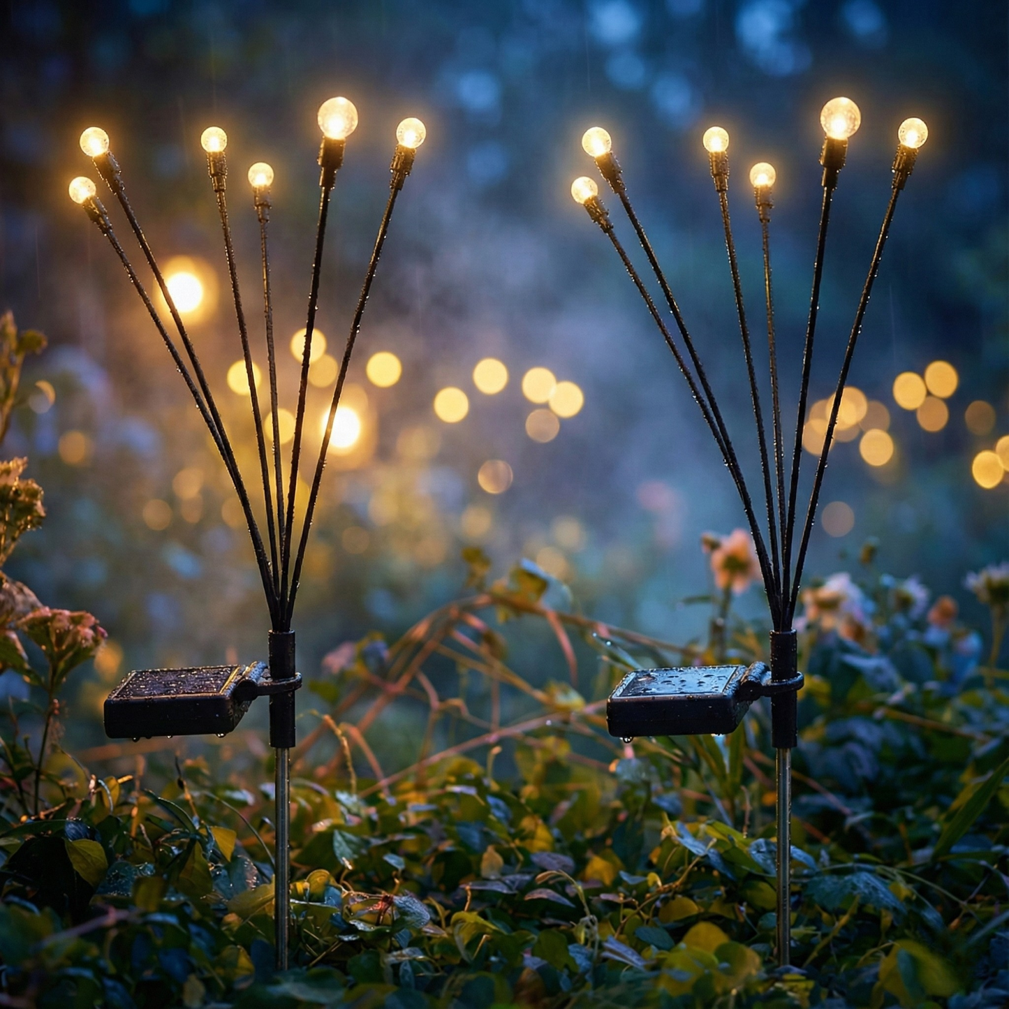 GlowNest —Solar Garden Firework Lights with Color Changing LEDs