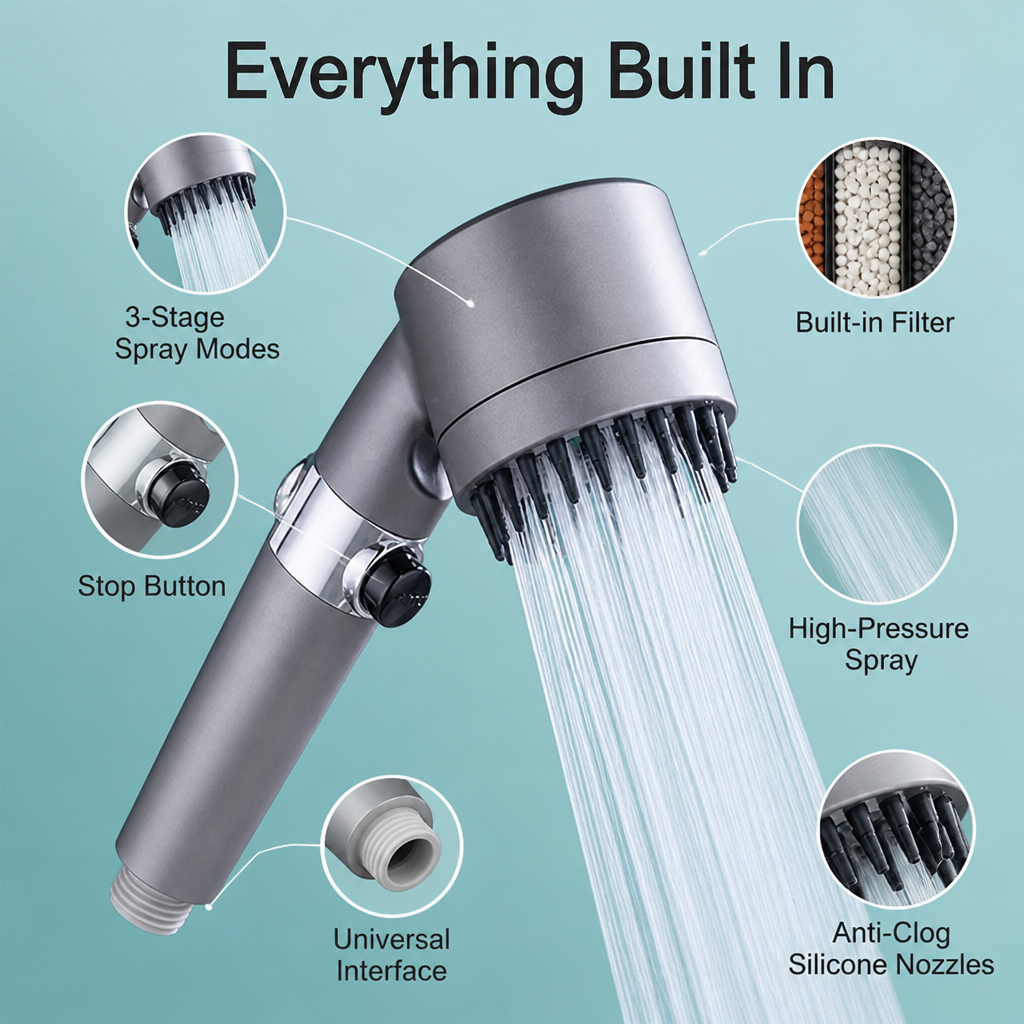 AquaVita 4-in-1 Shower Head — Transform Your Shower Into a Revitalizing Spa Escape Every Day