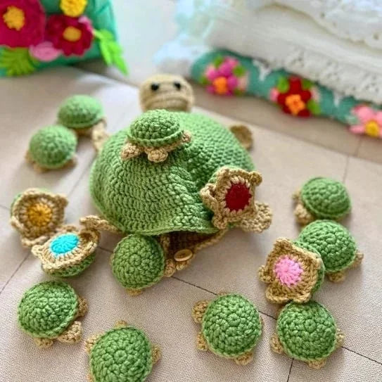 Turtle memory game (crocheted finished product)