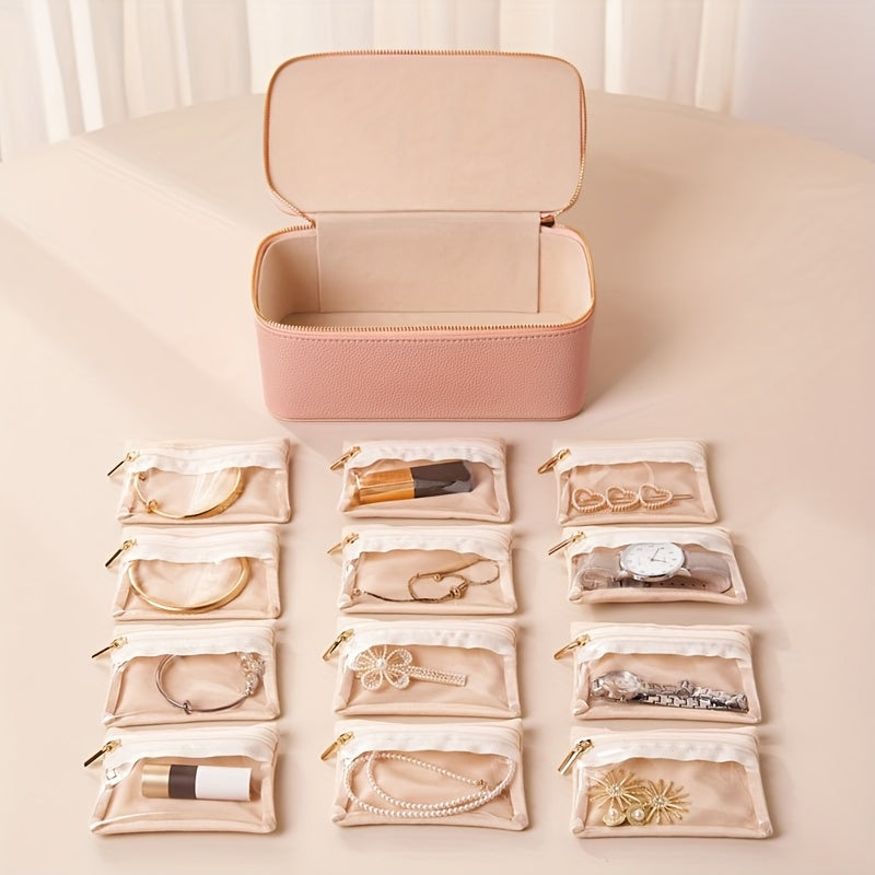 Jewelry Organizer Case | Detachable Velvet Pouch | Display Window | TravelGlam