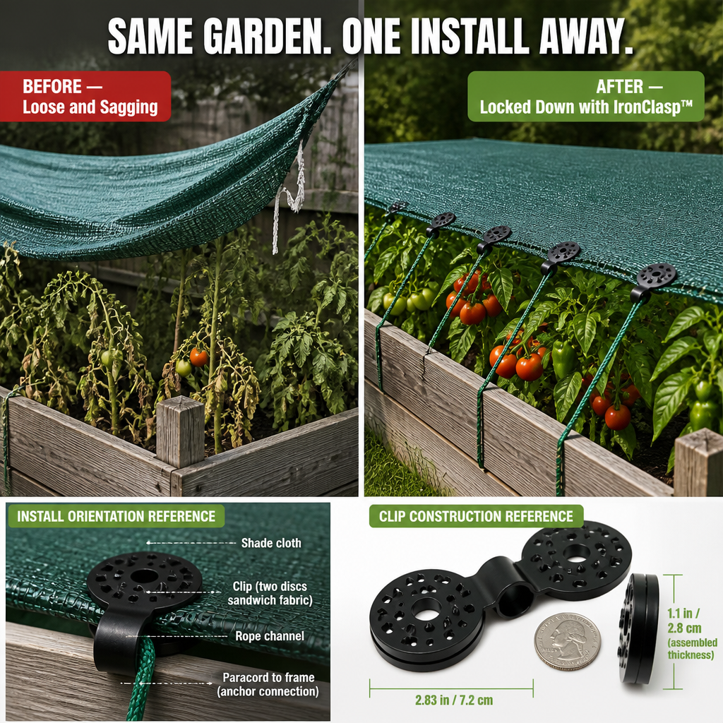 IronClasp™ — Lock Your Garden Shade Net Tight in Any Wind | 50-Pack