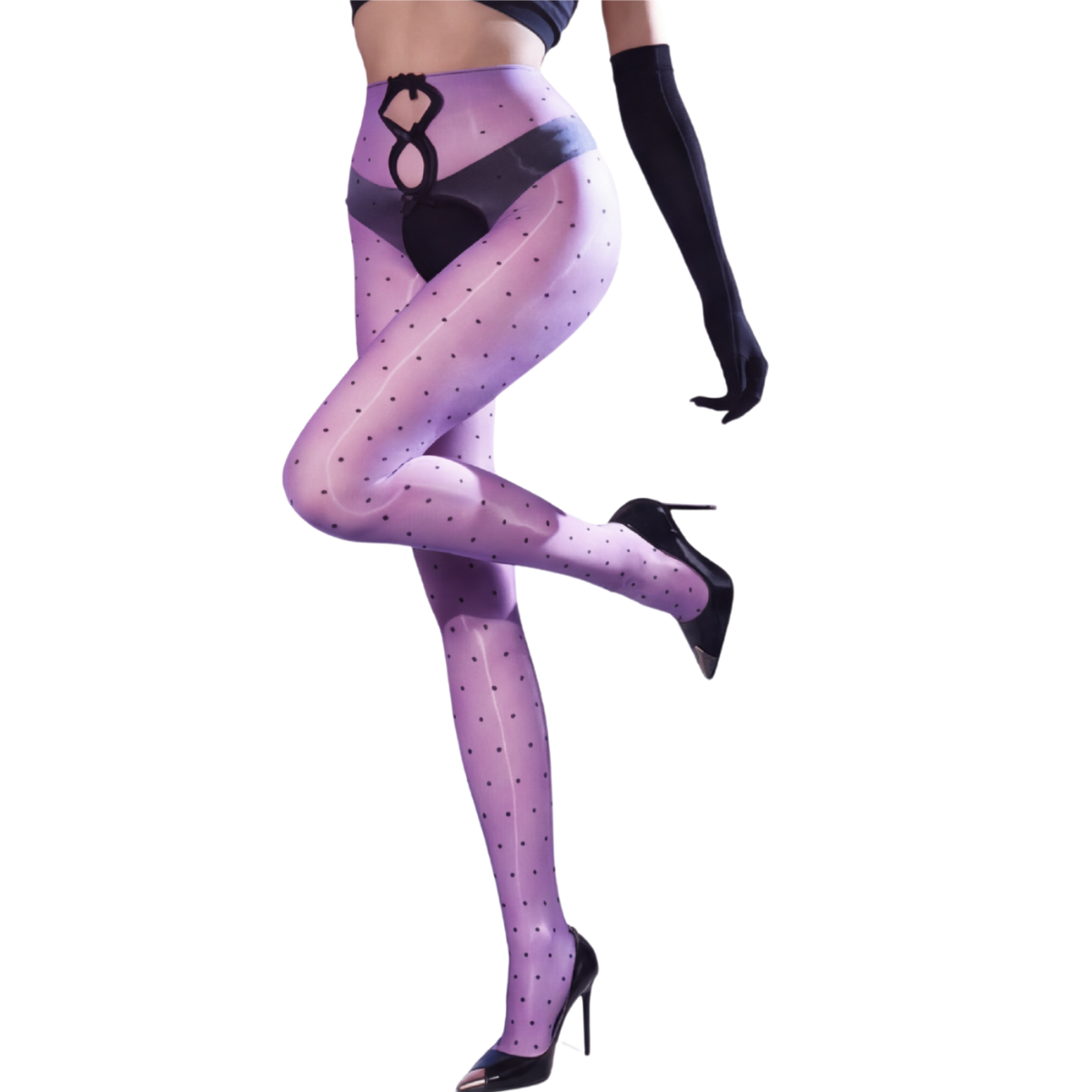 Aurelia™ – Bow Cutout Shimmer Polka Dot Tights