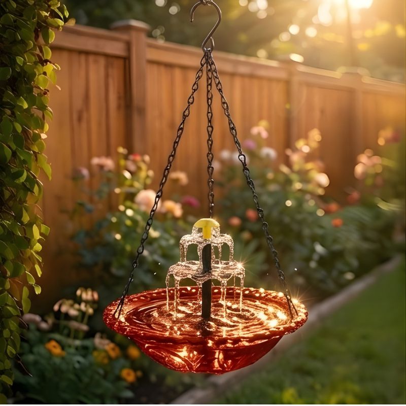 Bower – Solar Cascade Hanging Bird Bath Fountain + 50% OFF