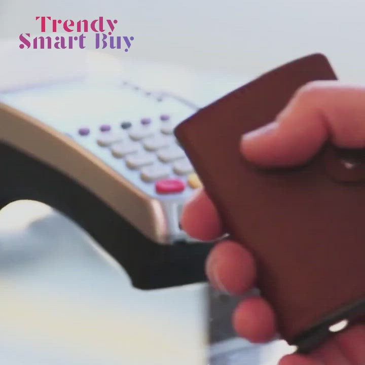 (Up to 15 cards) Automatic Leather Card Holder with buckle & RFID Protection