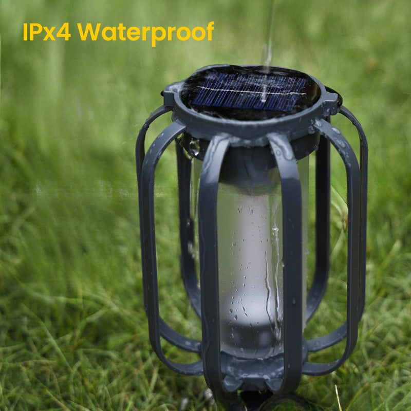 Dual-Flame Solar Lantern – Flickering Outdoor Garden Light