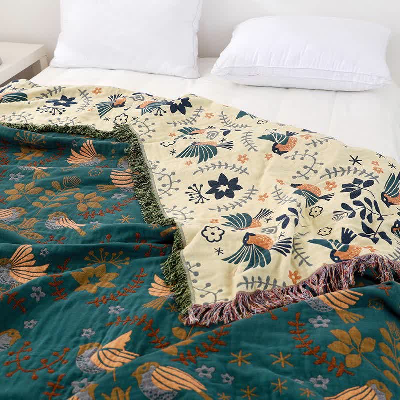 Ownkoti Boho Breathable Flower Bird Reversible Quilt Quilts Ownkoti 2