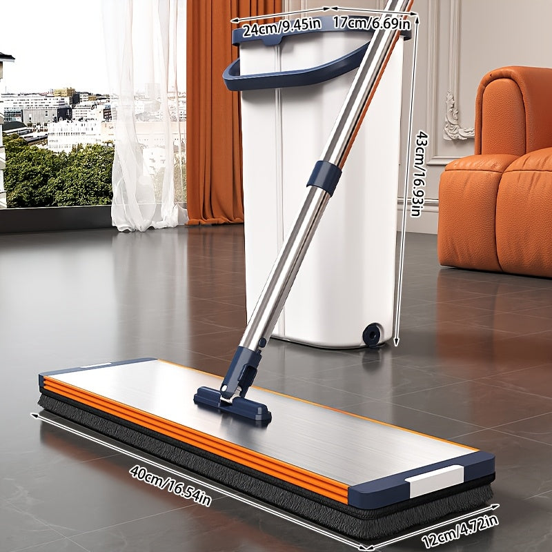Flat Mop Set with Bucket and Wringing Function