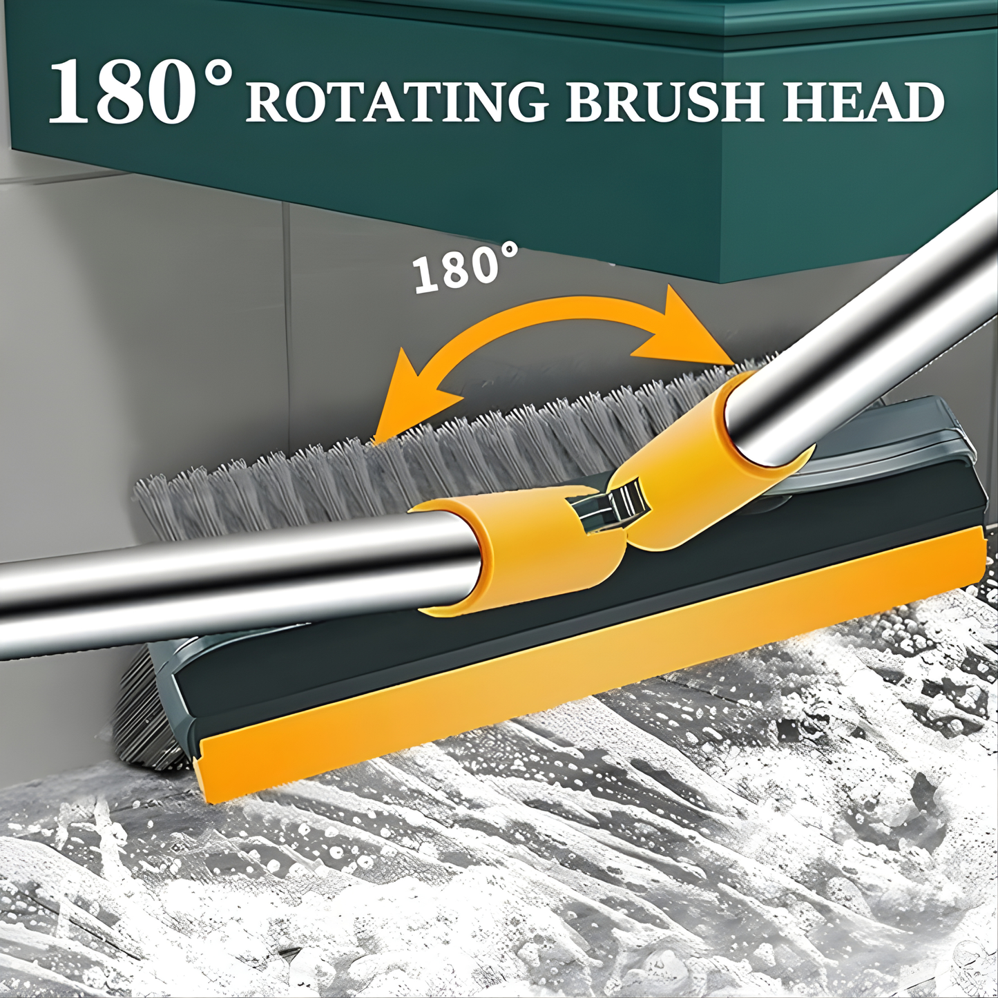 Multi-Surface Cleaning Brush with Long Handle for Floors & Tiles