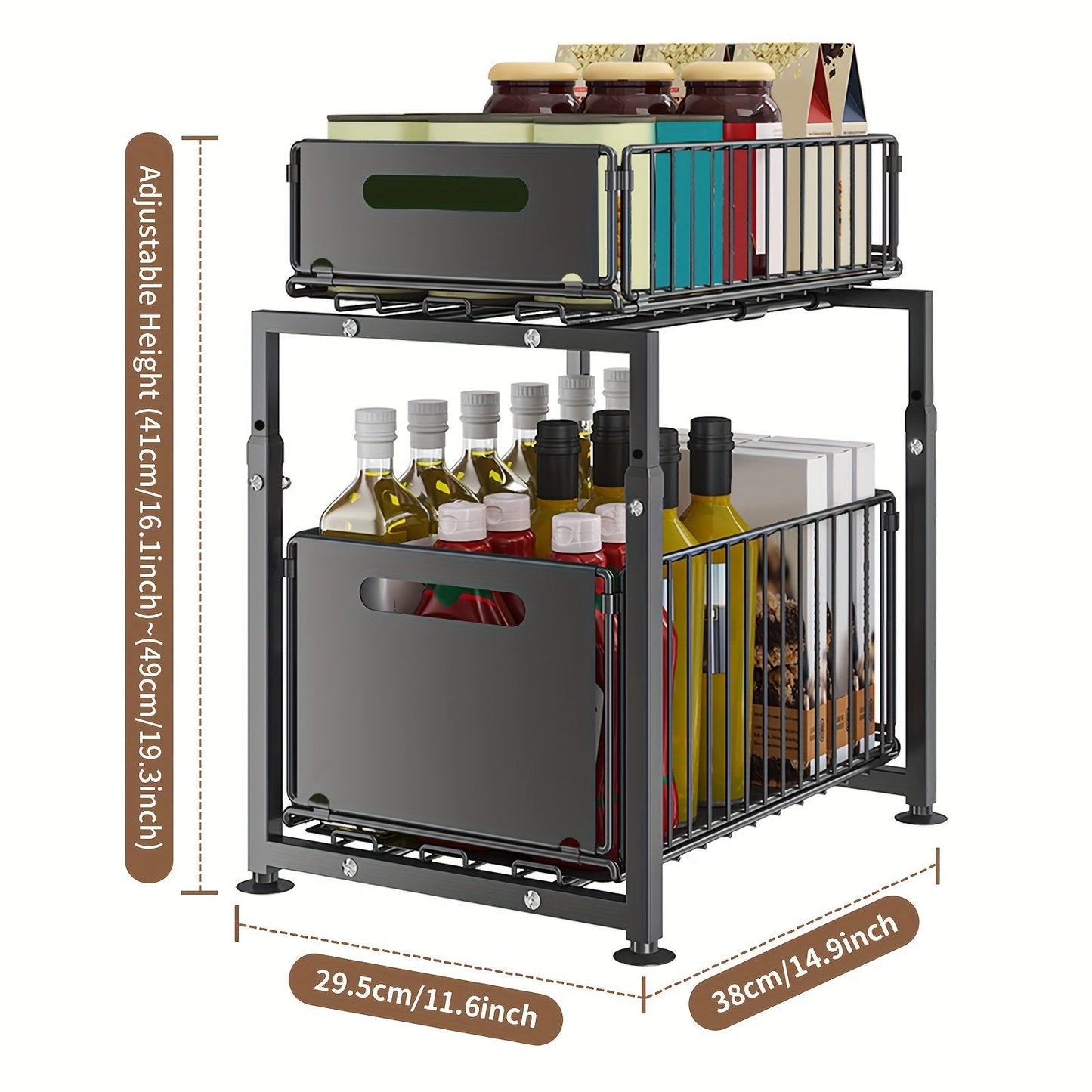 Expandable Kitchen Shelf with 2 Tiers