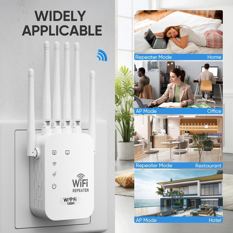 6-Antenna Dual Band WiFi Extender Booster for Home & Gaming
