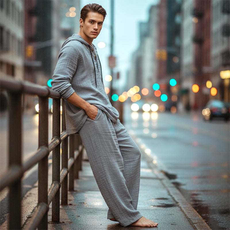 Drakescape™ – Relaxed Hooded Linen-Blend Two-Piece Set
