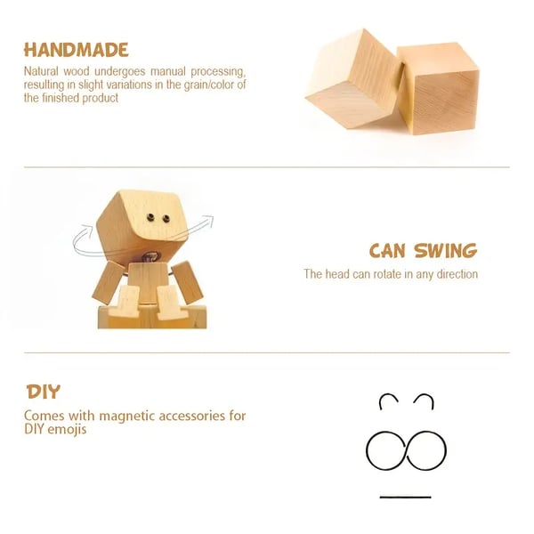 Arvilaro SwayMate Handcrafted Wooden Motion Figure with Magnetic Faces