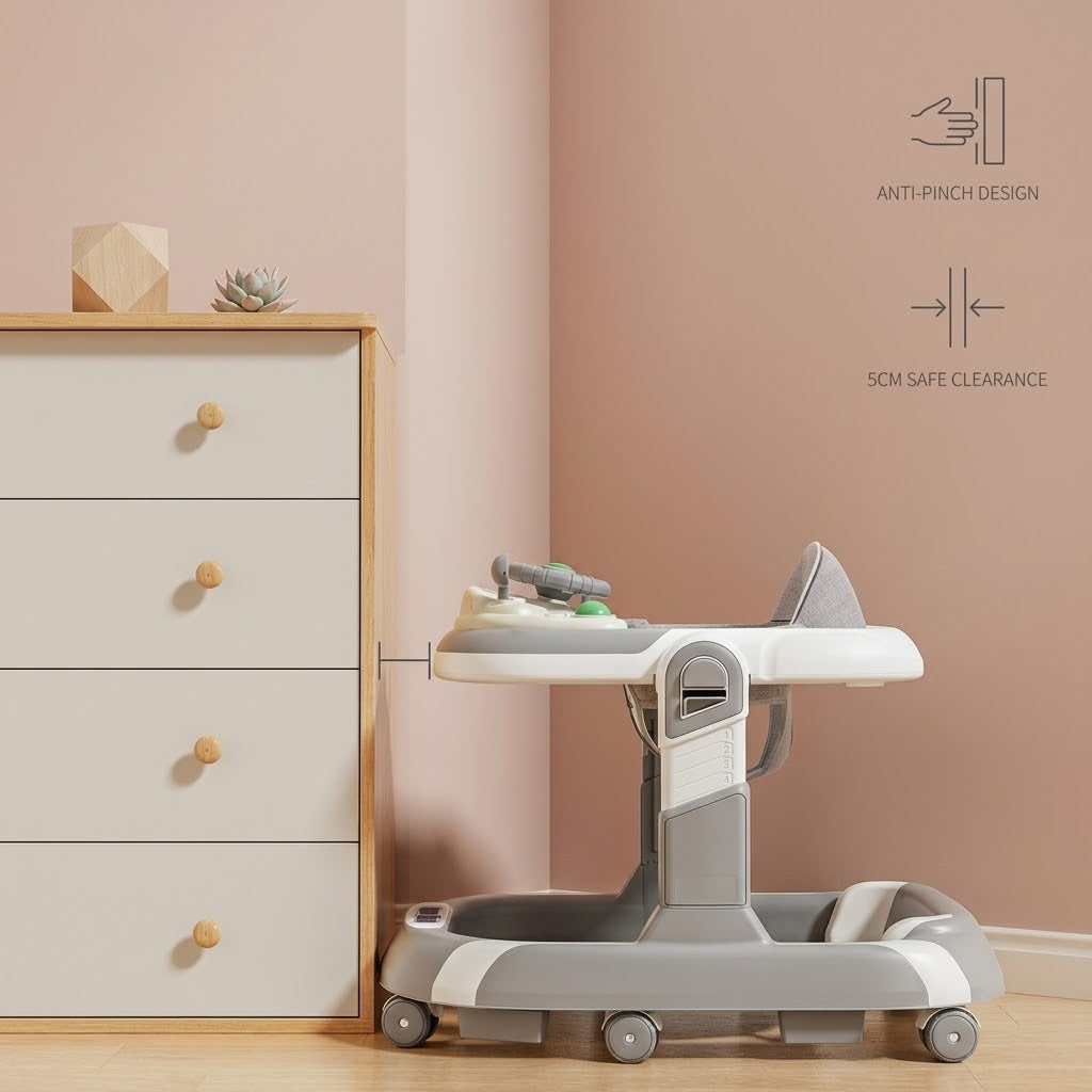 Foldable Baby Walker Anti-Rollover Music | The Glide-Safe Pilot