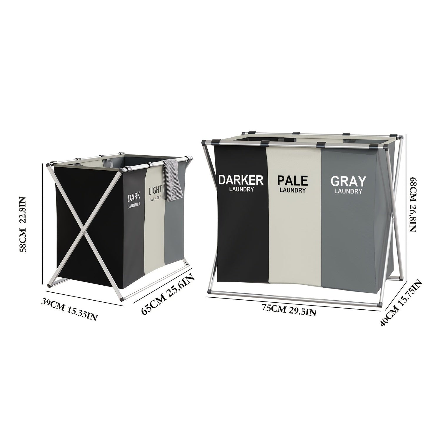 Collapsible Laundry Sorter with 3 Compartments