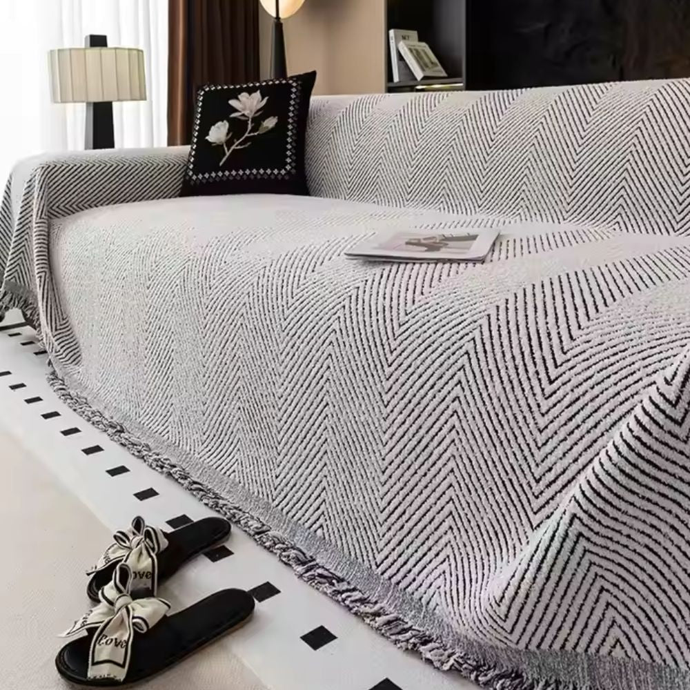 LumiWeave - Herringbone Sofa Cover Throw