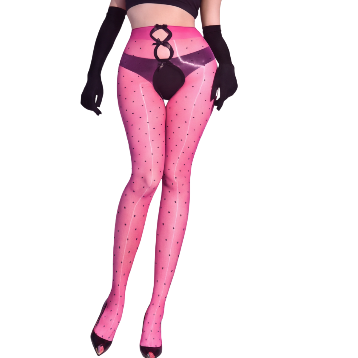 Aurelia™ – Bow Cutout Shimmer Polka Dot Tights