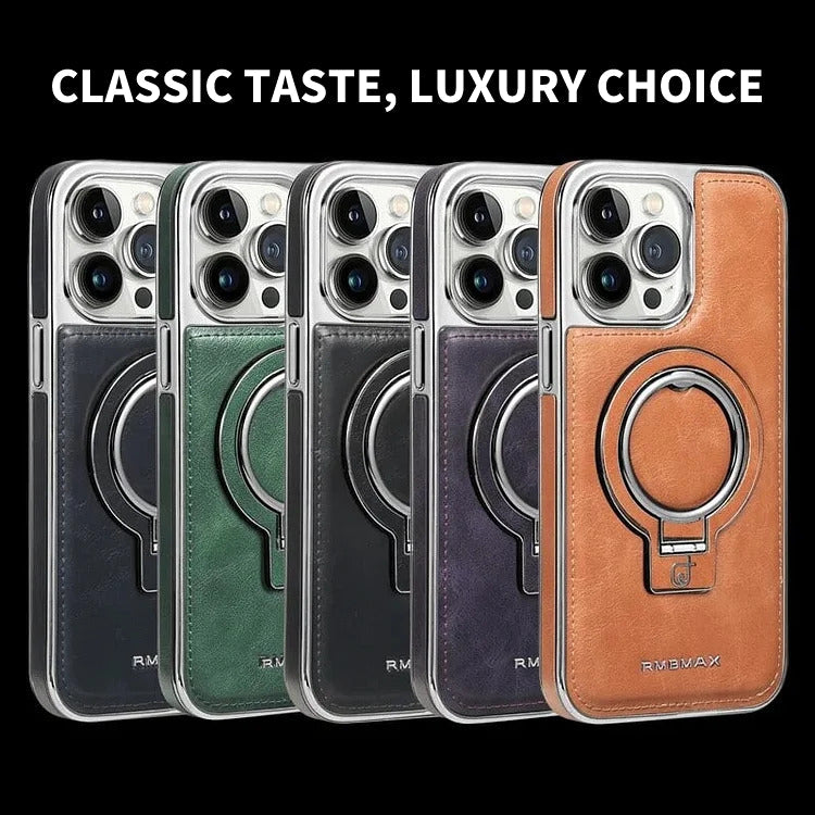 iPhone LuxeLeather Metal Stand Case