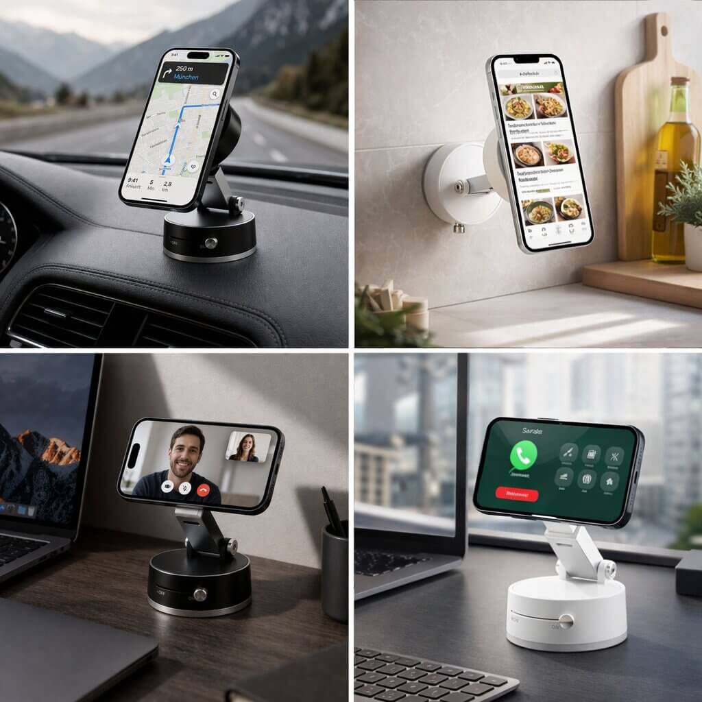 Car Phone Mount with Suction Base | Magnetic Hold | Flexible, Rotatable and Foldable | Magnevo