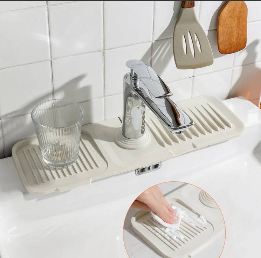 HydroGuardX — Sink Organizer Mat with Drain Tray for Kitchen & Bathroom Use