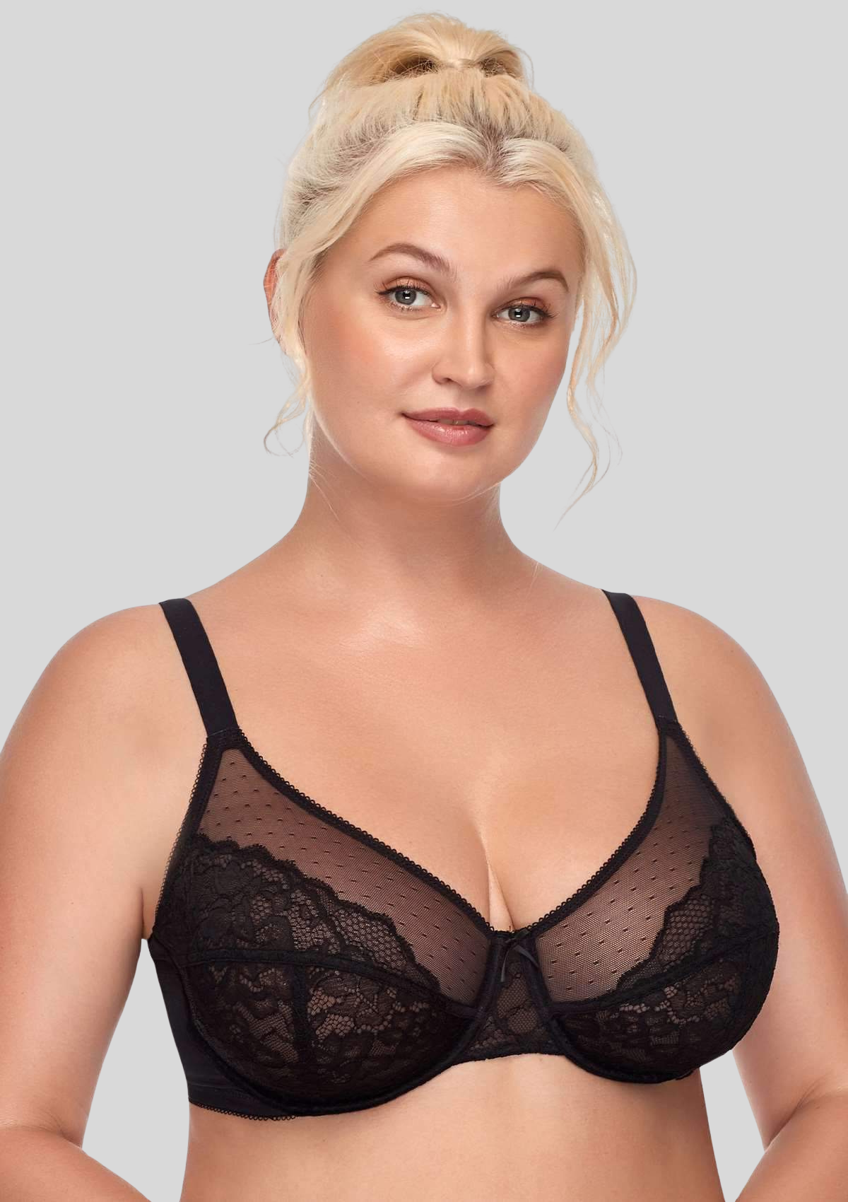 CurveLuxe — Lace Support Bra with Adjustable Straps