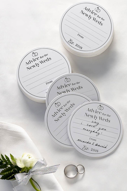 100 Advice for the Newlyweds Cards – 4" Round Wedding Guest Advice Cards