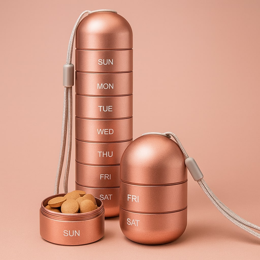 Compact Aluminum Pill Organizer