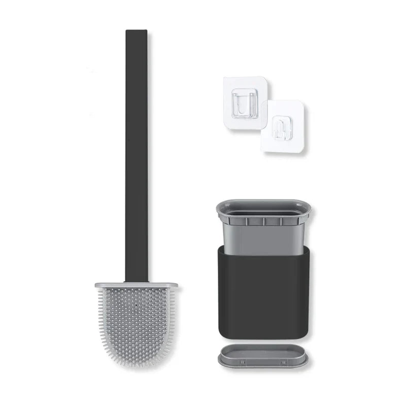 Silicone Toilet Brush with Holder – Flexible Bathroom Cleaning Brush Set