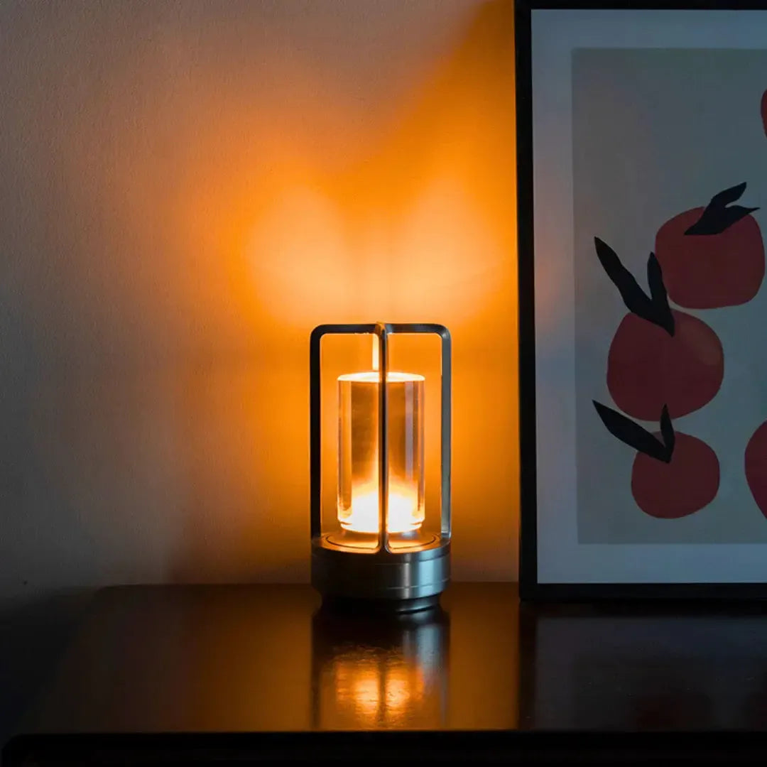 RoyaleGlow Cordless Crystal Lantern Lamp – Contemporary & Modern Table Accent