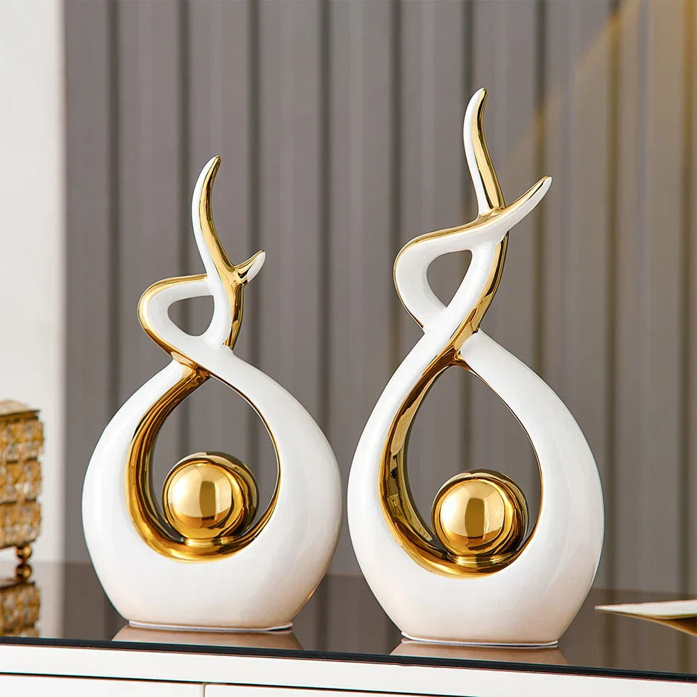 LuxeForm - Abstract Ceramic Sculpture with Gold Accent