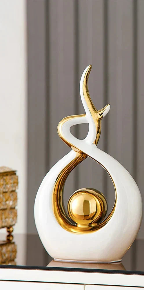 LuxeForm - Abstract Ceramic Sculpture with Gold Accent