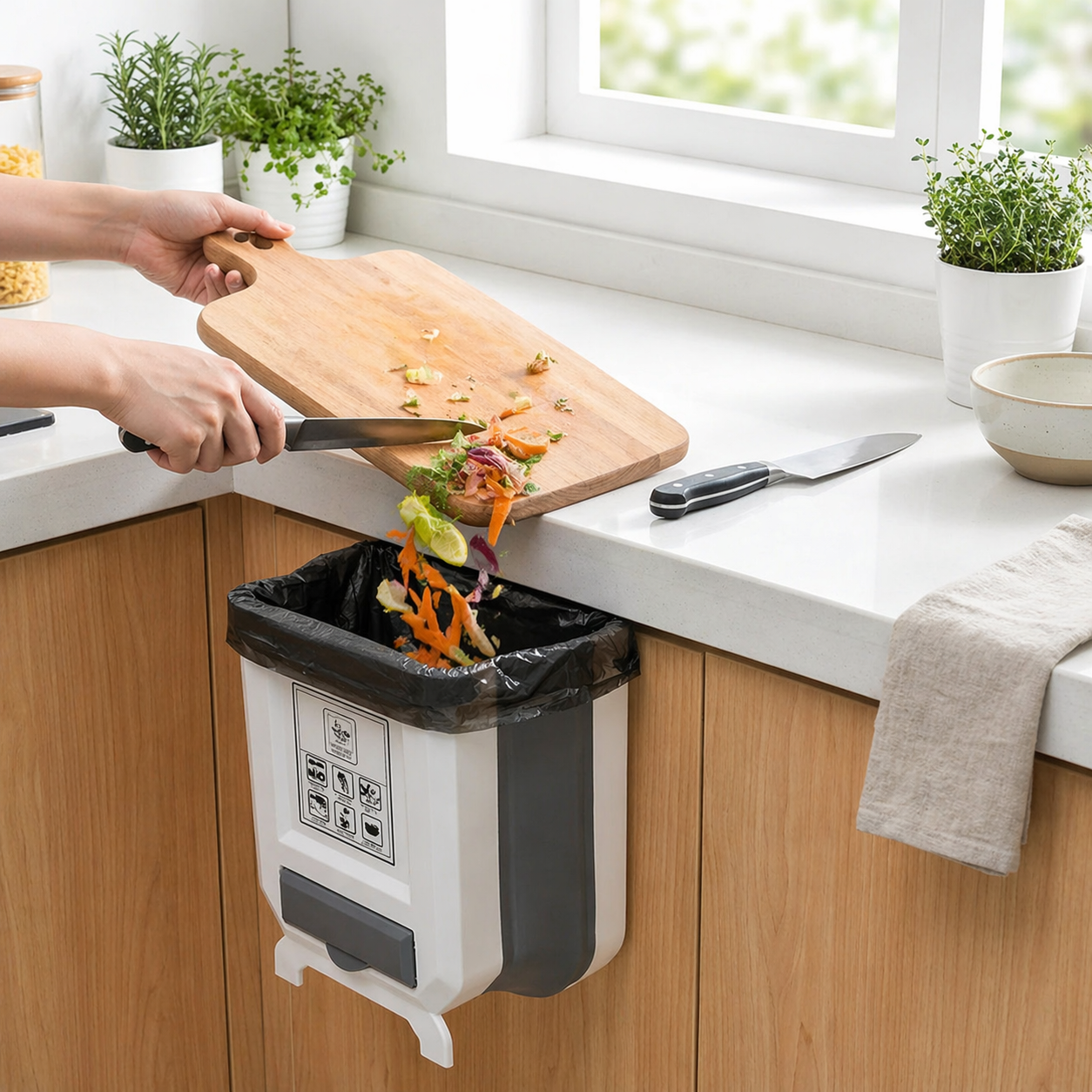 Collapsible Countertop Kitchen Trash Bin