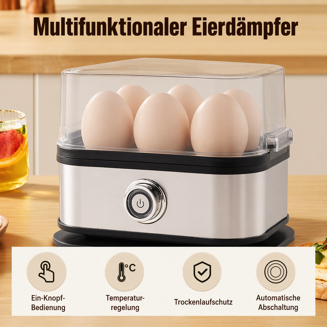 Multi-Functional Egg Cooker with Clear Lid