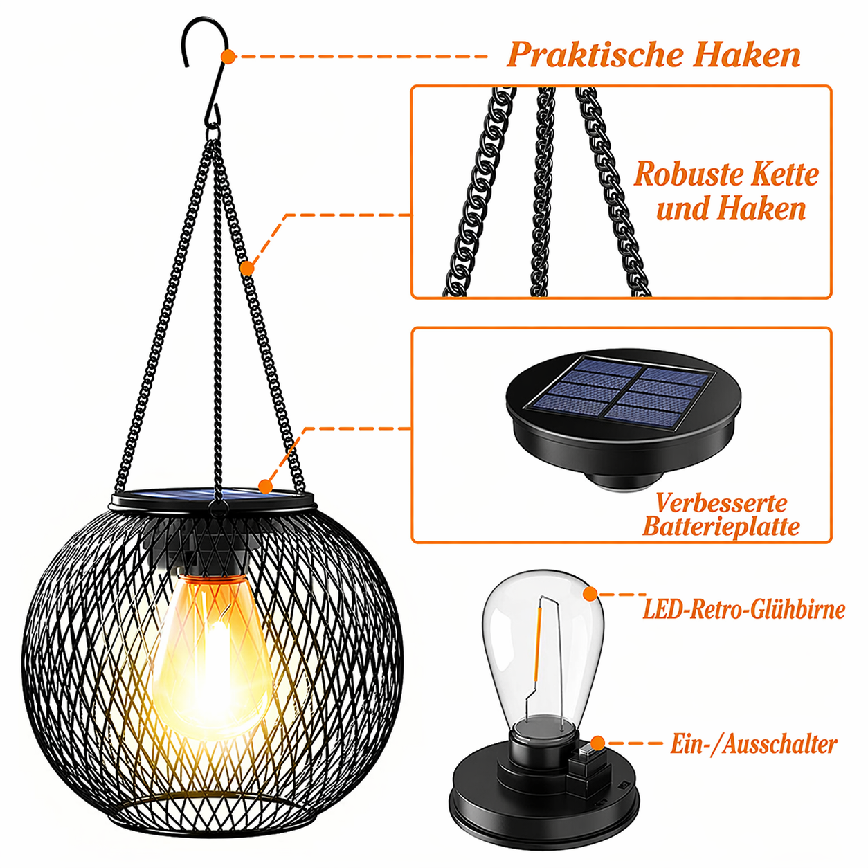 Metal Retro Sollyktor for Garden Use
