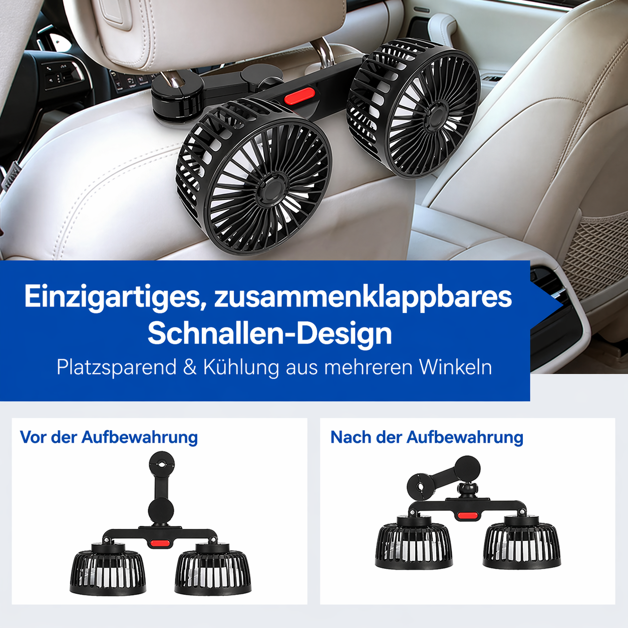 Dual-Head USB Car Fan
