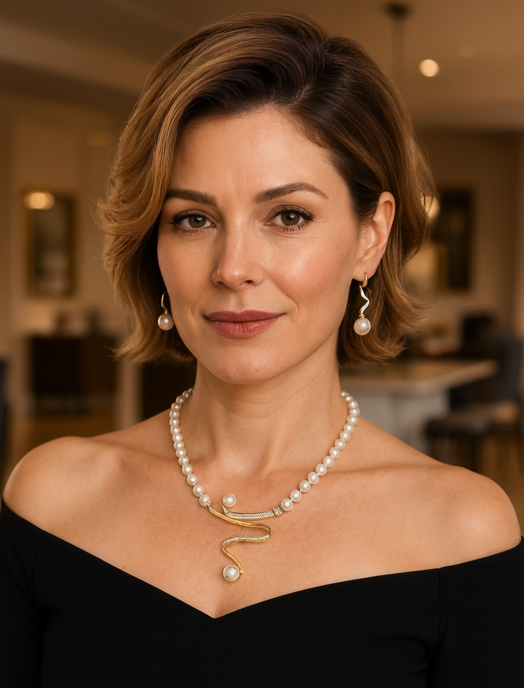 Natural Pearl Necklace + Earrings Set