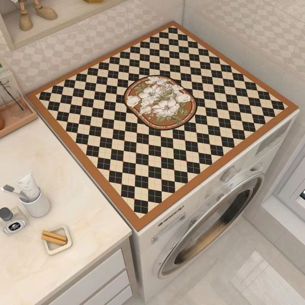 Checkerboard Washing Machine Cover Mat