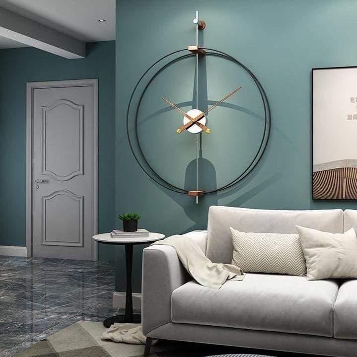 Large Minimalist Wall Clock with Bronze Clock Hands