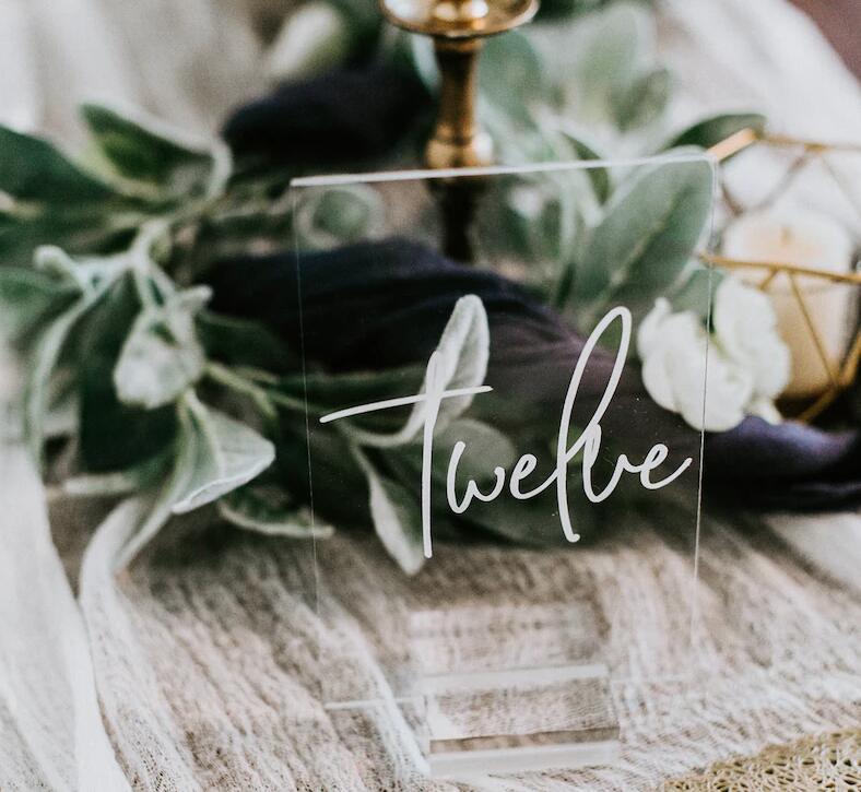 Clear Acrylic Wedding Table Number Sign with Stand - If you say i do