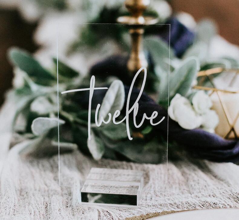Clear Acrylic Wedding Table Number Sign with Stand - If you say i do
