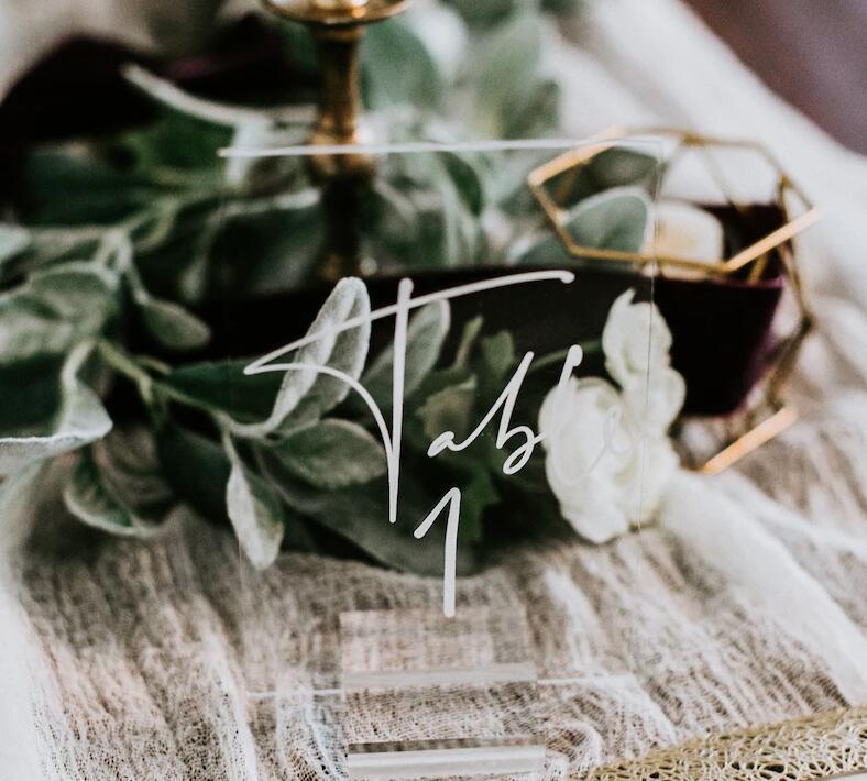 Clear Acrylic Wedding Table Number Sign with Stand - If you say i do