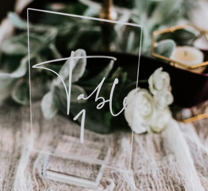 Clear Acrylic Wedding Table Number Sign with Stand - If you say i do