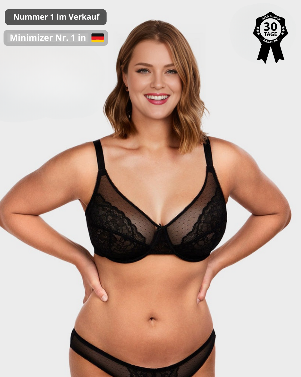 CurveLuxe — Lace Support Bra with Adjustable Straps