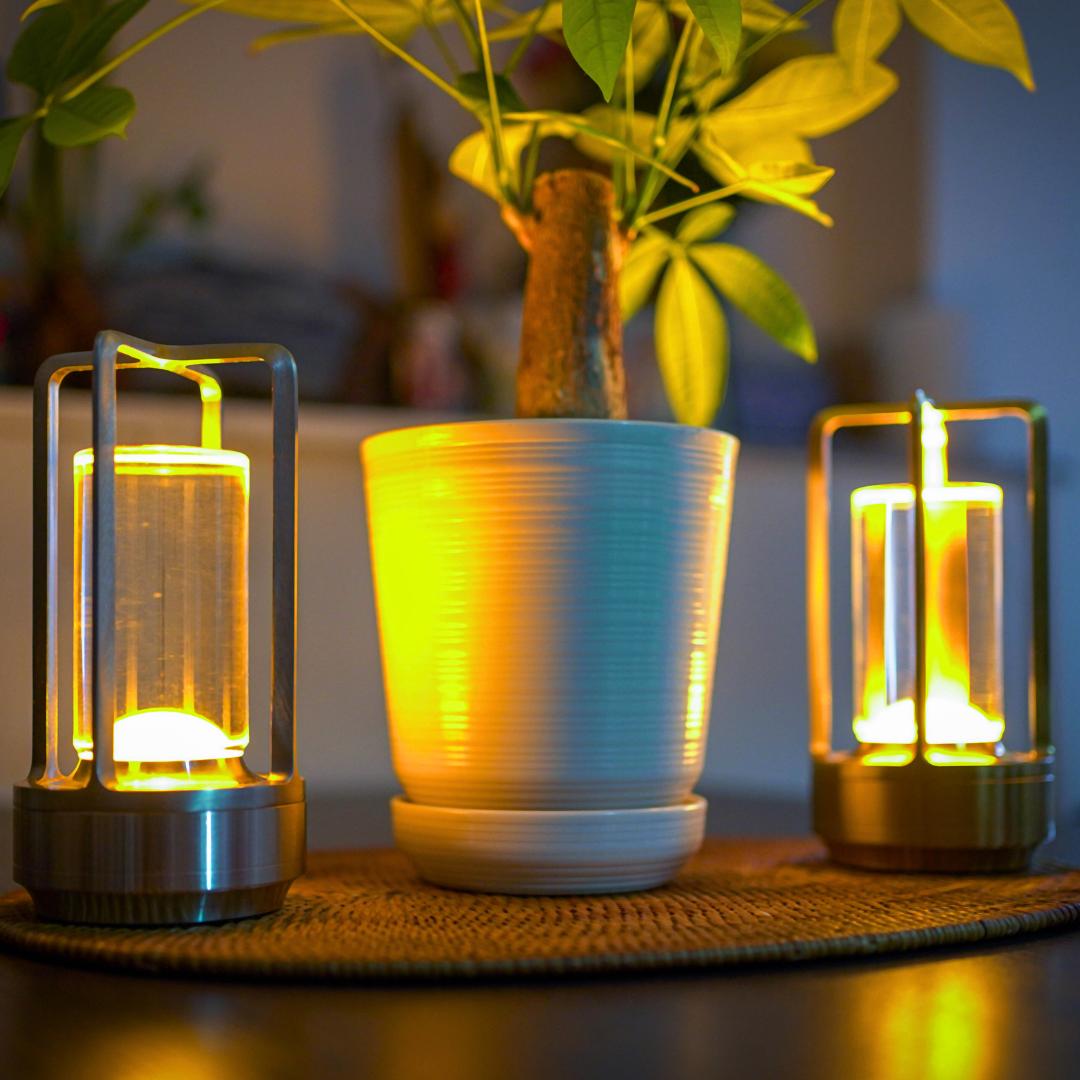RoyaleGlow Cordless Crystal Lantern Lamp – Contemporary & Modern Table Accent