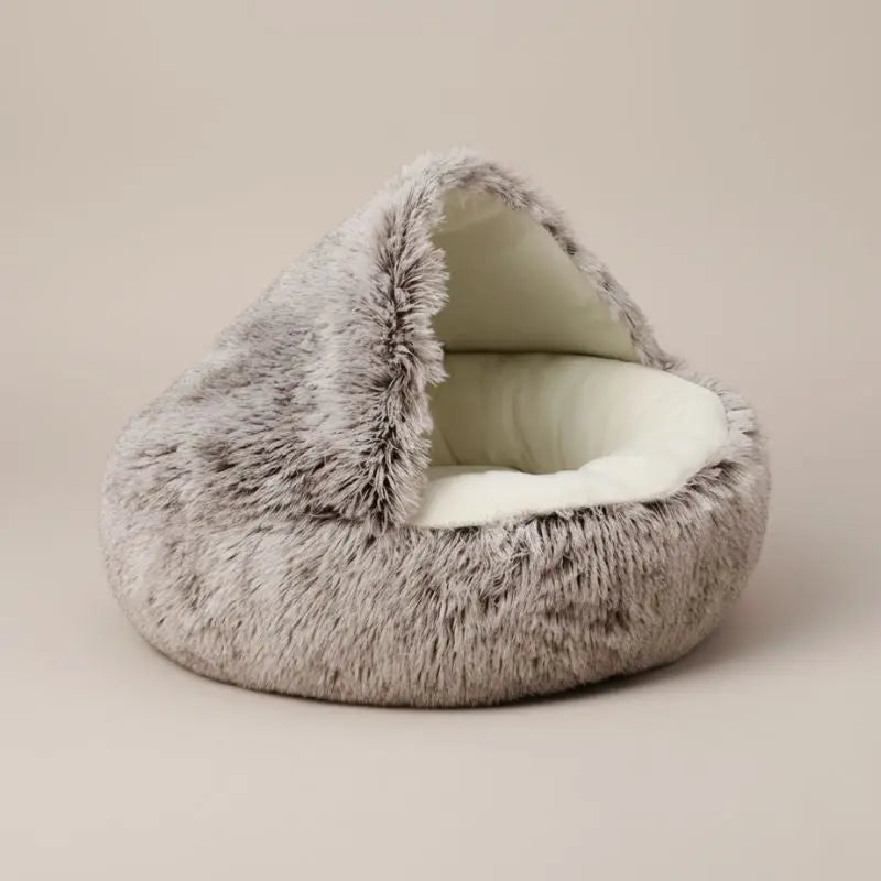 CozyCave-  Plush Hooded Pet Bed